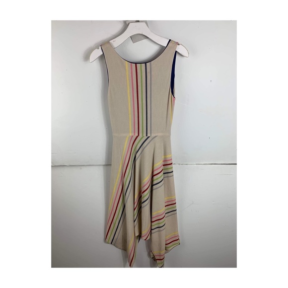 Anthropologie Eva Franco Stripes Sleeveless V-neckline Midi Asymmetrical Dress - Picture 2 of 2